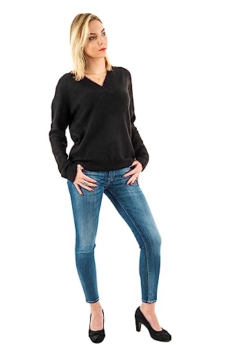 ICHI IHKAMARA V LS Damen Strickpullover Feinstrick Pullover Strickpullover mit V-Ausschnitt Slim-Fit, Größe:L, Farbe:Black (194008) von ICHI