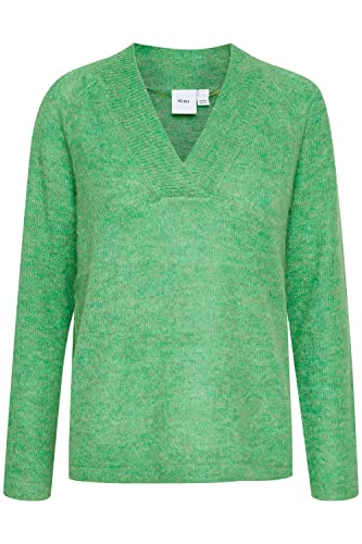ICHI IHKAMARA V LS Damen Strickpullover Feinstrick Pullover Strickpullover mit V-Ausschnitt Slim-Fit, Größe:M, Farbe:Kelly Green (166138) von ICHI