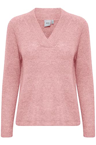 ICHI IHKAMARA V LS Damen Strickpullover Feinstrick Pullover Strickpullover mit V-Ausschnitt Slim-Fit, Größe:XL, Farbe:Pink Nectar (142305) von ICHI