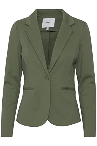 ICHI IHKATE BL Damen Blazer Kurzblazer Jacke Ein-Knopf-Blazer mit Stretch und Reverskragen, Größe:M, Farbe:Thyme (190309) von ICHI