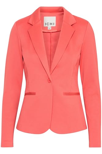ICHI IHKATE Damen Blazer Jackenblazer Anzugsjacke mit 1-Knopf-Form Stretch Reverskragen Paspeltaschen Slim fit, Größe:M, Farbe:Cranberry (171545) von ICHI