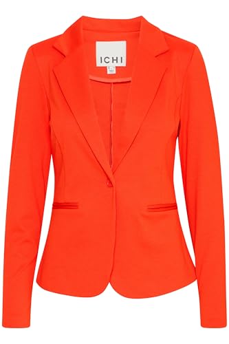 ICHI IHKATE Damen Blazer Jackenblazer Anzugsjacke mit 1-Knopf-Form Stretch Reverskragen Paspeltaschen Slim fit, Größe:M, Farbe:Orange.com (181561) von ICHI