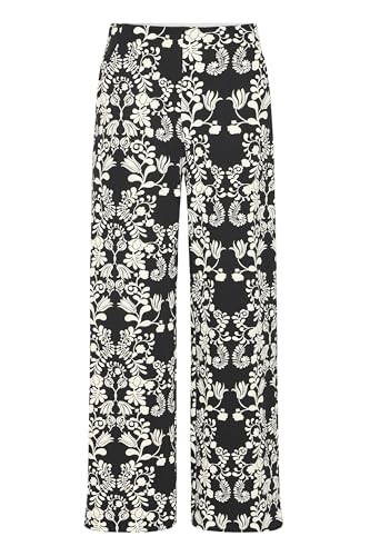 ICHI IHKATE Damen Hose Stoffhose Loose fit, Größe:M, Farbe:Black Flower AOP (203978) von ICHI