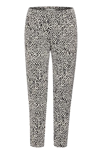 ICHI IHKATE Damen Hose Stoffhose mit Eingrifftaschen Gummizug Gemustert Regular fit, Größe:L, Farbe:Black Ikat AOP (203344) von ICHI