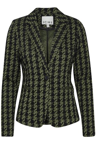 ICHI IHKATE Houndstooth BL Damen Blazer Jackenblazer 59% Polyester, 39% Viskose, 2% Elasthan Regular fit, Größe:XS, Farbe:Parrot Green Houndstooth (202720) von ICHI