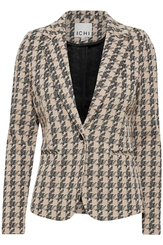 ICHI IHKATE Houndstooth BL Damen Blazer Jackenblazer 59% Polyester, 39% Viskose, 2% Elasthan Regular fit, Größe:XXL, Farbe:Doeskin Houndstooth (202751) von ICHI