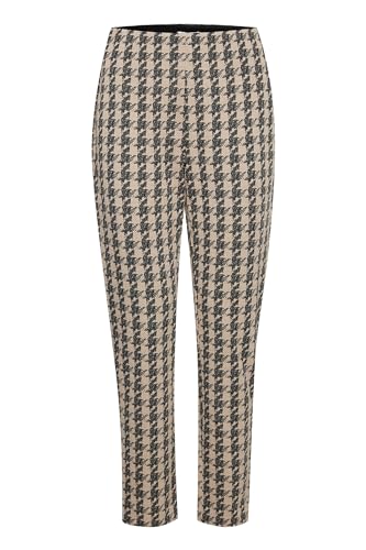 ICHI IHKATE Houndstooth PA Damen Stoffhose Hose 59% Polyester, 39% Viskose, 2% Elasthan Regular fit, Größe:L, Farbe:Doeskin Houndstooth (202751) von ICHI