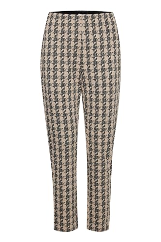 ICHI IHKATE Houndstooth PA Damen Stoffhose Hose 59% Polyester, 39% Viskose, 2% Elasthan Regular fit, Größe:XL, Farbe:Doeskin Houndstooth (202751) von ICHI