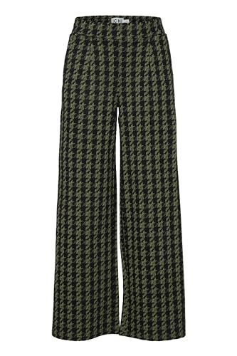 ICHI IHKATE Houndstooth Wide PA Damen Stoffhose Hose 59% Polyester, 39% Viskose, 2% Elasthan Straight fit, Größe:XXL, Farbe:Parrot Green Houndstooth (202720) von ICHI