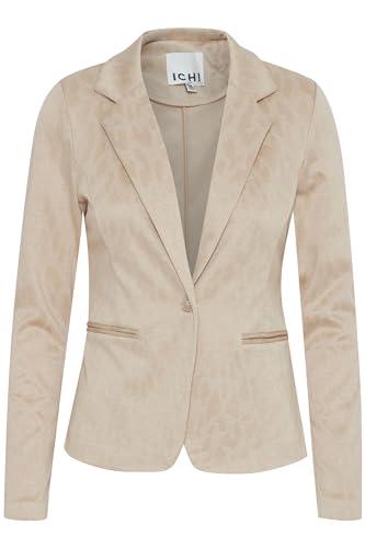 ICHI IHKATE Leopard Jacquard Damen Blazer Jackenblazer Regular fit, Größe:L, Farbe:Doeskin (151308) von ICHI