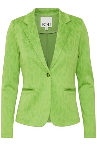 ICHI IHKATE Leopard Jacquard Damen Blazer Jackenblazer Regular fit, Größe:S, Farbe:Greenery Leo Jacquard (202801) von ICHI