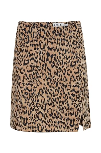 ICHI IHKATE Leopard Jacquard SK Damen Minirock Rock 80% Polyester, 18% Viskose, 2% Elasthan Regular fit, Größe:XXL, Farbe:Natural Leo Jacquard (202923) von ICHI