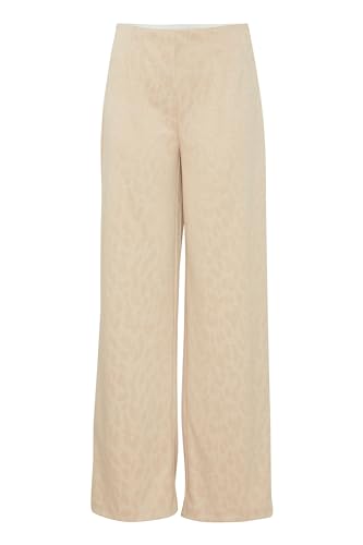 ICHI IHKATE Leopard Jacquard Wide PA Damen Stoffhose Hose 80% Polyester, 18% Viskose, 2% Elasthan Regular fit, Größe:XXL, Farbe:Doeskin (151308) von ICHI