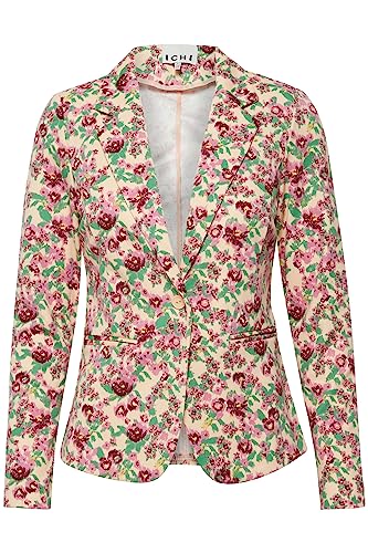 ICHI IHKATE Print BL14 Damen Blazer Kurzblazer Jacke gemusterter EIN-Knopf-Blazer mit Stretch und Reverskragen, Größe:M, Farbe:Structured Flower Mix1 (201850) von ICHI