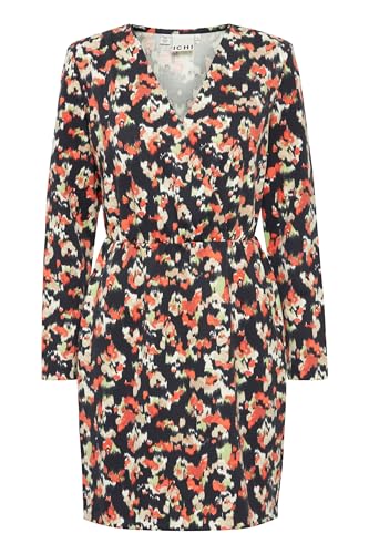 ICHI IHKATE Print DR11 Damen Jerseykleid Kleid 74% Polyester, 22% Viskose, 4% Elasthan Regular fit, Größe:XS, Farbe:Total Eclipse Multi AOP (202709) von ICHI