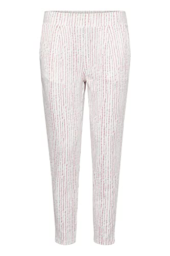 ICHI IHKATE Print PA16 Damen Hose Stoffhose mit Stretch Elastikbund Enger Schnitt, Größe:S, Farbe:Cloud Dancer Multi Stripe AOP (202016) von ICHI