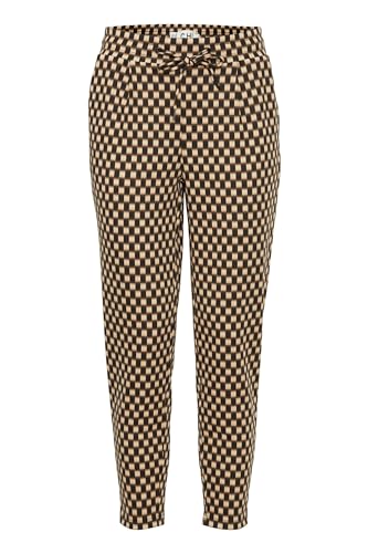 ICHI IHKATE Print PA21 Damen Stoffhose Hose 74% Polyester, 22% Viskose, 4% Elasthan Regular fit, Größe:M, Farbe:Doeskin Checks AOP (202764) von ICHI