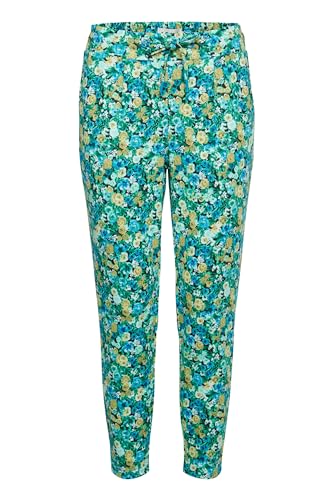 ICHI IHKATE Print PA21 Damen Stoffhose Hose 74% Polyester, 22% Viskose, 4% Elasthan Regular fit, Größe:XL, Farbe:Blue Green Multi Flower AOP (202699) von ICHI