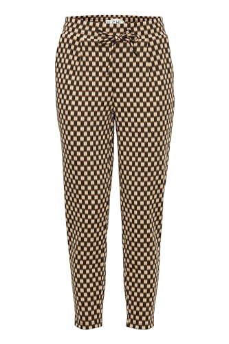 ICHI IHKATE Print PA21 Damen Stoffhose Hose 74% Polyester, 22% Viskose, 4% Elasthan Regular fit, Größe:XXL, Farbe:Doeskin Checks AOP (202764) von ICHI