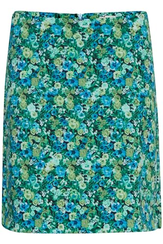 ICHI IHKATE Print SK10 Damen Bleistiftrock Rock 74% Polyester, 22% Viskose, 4% Elasthan Regular fit, Größe:M, Farbe:Blue Green Multi Flower AOP (202699) von ICHI