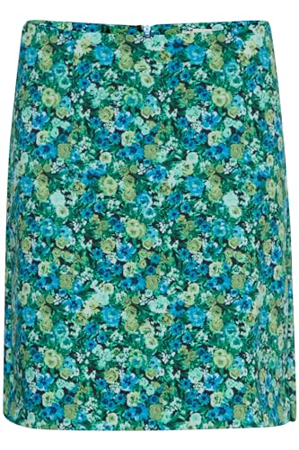 ICHI IHKATE Print SK10 Damen Bleistiftrock Rock 74% Polyester, 22% Viskose, 4% Elasthan Regular fit, Größe:XL, Farbe:Blue Green Multi Flower AOP (202699) von ICHI