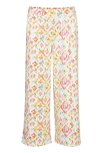 ICHI IHKATE Print Wide PA3 Damen Hose Stoffhose mit Stretch Elastikbund weiter Schnitt Crop-Länge, Größe:S, Farbe:Multi Colour AOP (201995) von ICHI