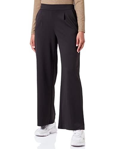 ICHI IHKATE SUS Long Wide PA2 Damen Hose Stoffhose mit Stretch hoher Elastikbund weiter Schnitt, Größe:L, Farbe:Black (194008) von ICHI