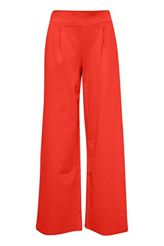 ICHI IHKATE SUS Long Wide PA2 Damen Hose Stoffhose mit Stretch hoher Elastikbund weiter Schnitt, Größe:L, Farbe:Poppy Red (171664) von ICHI