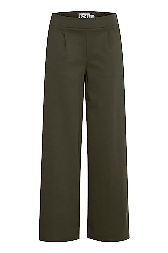 ICHI IHKATE SUS Long Wide PA2 Damen Hose Stoffhose mit Stretch hoher Elastikbund weiter Schnitt, Größe:M, Farbe:Forest Night (190414) von ICHI