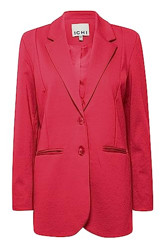 ICHI IHKATE SUS OVERSIZE BL Damen Blazer Longblazer Jacke Long-Blazer mit Knöpfen Stretch und Reverskragen, Größe:L, Farbe:Raspberry Wine (181741) von ICHI