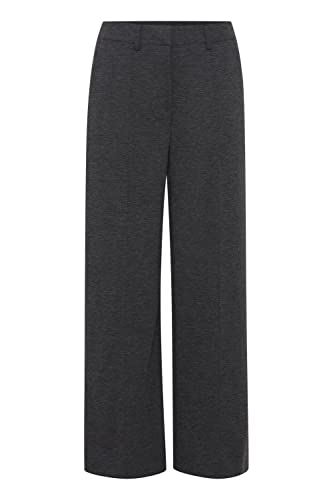 ICHI IHKATE SUS Office Wide PA Damen Hose Stoffhose mit Stretch gerader Schnitt, Größe:M, Farbe:Dark Grey Melange (200319) von ICHI