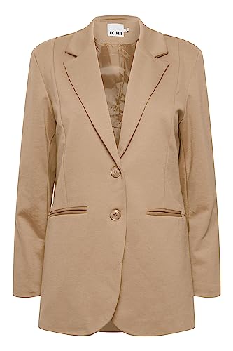 ICHI IHKATE SUS Oversize BL Damen Blazer Longblazer Jacke Long-Blazer mit Knöpfen Stretch und Reverskragen, Größe:2XL, Farbe:Tannin (171320) von ICHI