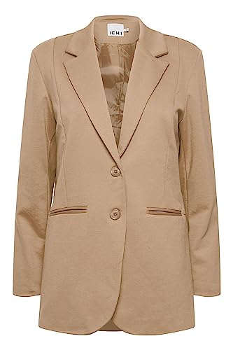 ICHI IHKATE SUS OVERSIZE BL Damen Blazer Longblazer Jacke Long-Blazer mit Knöpfen Stretch und Reverskragen, Größe:L, Farbe:Tannin (171320) von ICHI