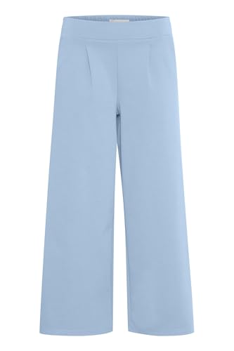 ICHI IHKATE SUS WIDE PA Damen Hose Stoffhose mit Stretch gerader Schnitt Elastikbund Crop Länge, Größe:M, Farbe:Placid Blue (153920) von ICHI