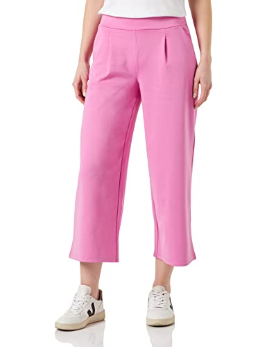 ICHI IHKATE SUS WIDE PA Damen Hose Stoffhose mit Stretch gerader Schnitt Elastikbund Crop Länge, Größe:M, Farbe:Super Pink (172625) von ICHI