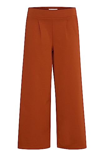 ICHI IHKATE SUS WIDE PA Damen Hose Stoffhose mit Stretch gerader Schnitt Elastikbund Crop Länge, Größe:M, Farbe:Rooibos Tea (181355) von ICHI