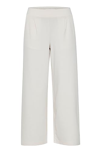 ICHI IHKATE SUS WIDE PA Damen Hose Stoffhose mit Stretch gerader Schnitt Elastikbund Crop Länge, Größe:XL, Farbe:Birch (130905) von ICHI