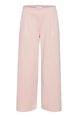 ICHI IHKATE SUS WIDE PA Damen Hose Stoffhose mit Stretch gerader Schnitt Elastikbund Crop Länge, Größe:L, Farbe:Rose Smoke (141506) von ICHI