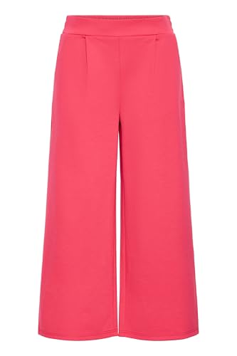 ICHI IHKATE SUS Wide PA Damen Hose Stoffhose mit Stretch gerader Schnitt Elastikbund Crop Länge, Größe:XL, Farbe:Bright Rose (181945) von ICHI