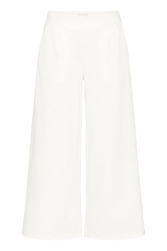 ICHI IHKATE SUS Wide PA Damen Hose Stoffhose mit Stretch gerader Schnitt Elastikbund Crop Länge, Größe:XL, Farbe:Cloud Dancer (114201) von ICHI