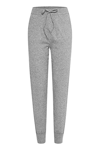 ICHI IHKAVA PA4 Damen Sweathose Sweatpants Relaxhose 50% EcoVero nachhaltige Viskose mit Stretch schmaler Schnitt mit Elastikbund, Größe:L, Farbe:Grey Melange (200318) von ICHI