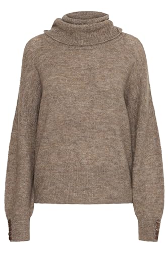 ICHI IHKamara Damen Rollkragenpullover Pullover Pulli mit Rollkragen Rippbündchen leicht elastisch Loose fit, Größe:M, Farbe:Fungi (171212) von ICHI