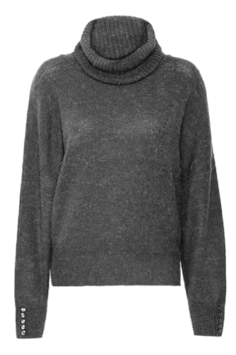 ICHI IHKamara Damen Rollkragenpullover Pullover Pulli mit Rollkragen Rippbündchen leicht elastisch Loose fit, Größe:S, Farbe:Dark Grey Melange (200319) von ICHI