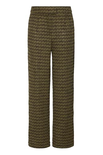 ICHI IHKate Damen Hose Stoffhose Pants gerader Schnitt mit Eingrifftaschen Gürtelschlaufen Loose fit, Größe:XS, Farbe:Mayfly Stripe Jacquard (203709) von ICHI