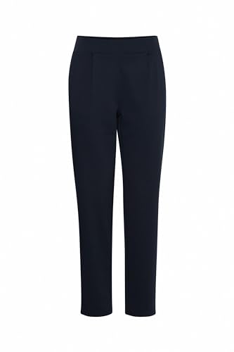 ICHI IHKate Damen Hose Stoffhose mit Bügelfalten Eingrifftaschen leicht elastisch Regular fit, Größe:XS, Farbe:Total Eclipse (194010) von ICHI