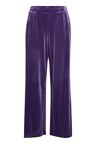 ICHI IHLAVANNY PA2 Damen Hose Stoffhose mit Stretch hoher Elastikbund, Größe:L, Farbe:Violet Indigo (193750) von ICHI