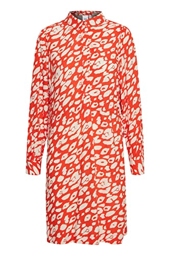 ICHI IHLEONARDIE DR Damen Blusenkleid Lange Bluse Kleid 100% Viskose Hemdblusenkleid mit Langen Ärmeln Regular-Fit, Größe:38, Farbe:Pureed Pumpkin (171449) von ICHI