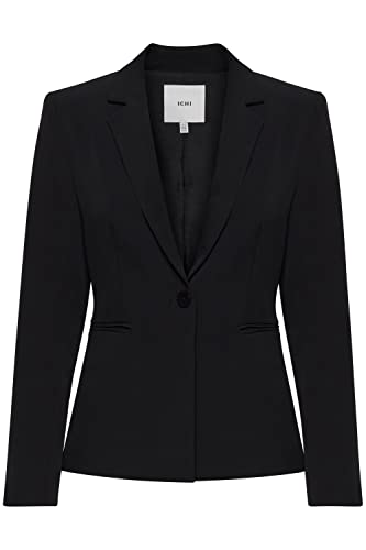 ICHI IHLEXI BL Damen Blazer Kurzblazer Jacke Ein-Knopf-Blazer mit Stretch und Reverskragen, Größe:36, Farbe:Black (194008) von ICHI