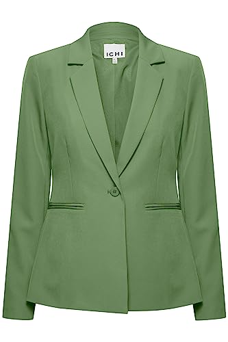 ICHI IHLEXI BL Damen Blazer Kurzblazer Jacke EIN-Knopf-Blazer mit Stretch und Reverskragen, Größe:38, Farbe:Willow Bough (180119) von ICHI