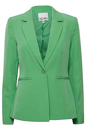 ICHI IHLEXI BL Damen Blazer Kurzblazer Jacke EIN-Knopf-Blazer mit Stretch und Reverskragen, Größe:42, Farbe:Greenbriar (166127) von ICHI